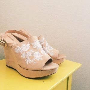 Blush Floral Wedges